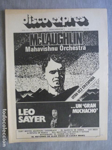 Music magazines: DISCO EXPRES N&ordm; 312 JOHN MCLAUGHLIN MAHAVISHNU LEO SAYER GREENSLADE BILL BRUFORD
