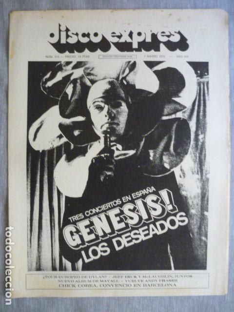 Riviste di musica: DISCO EXPRES N&ordm; 315 GENESIS JEFF BECK MAYALL ANDY FRASER