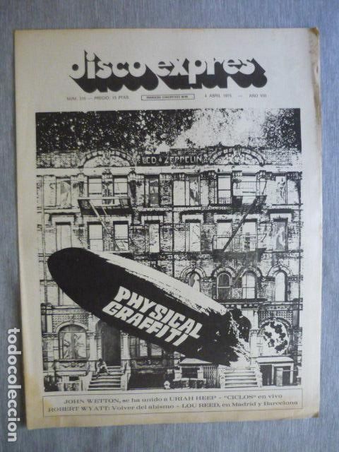 Revistas de m&uacute;sica: DISCO EXPRES N&ordm; 319 LED ZEPPELIN PHYSICAL GRAFFITTI URIAH HEEP CANARIOS CICLOS WYATT