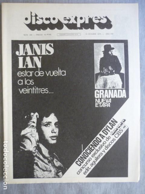 Music magazines: DISCO EXPRES N&ordm; 345 GRANADA JANIS IAN BOB DYLAN AEROSMITH MICHAEL MURPHEY THE TUBES LED ZEPPELIN