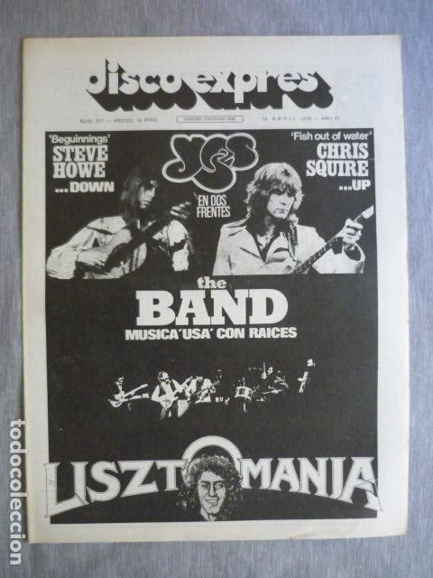 Riviste di musica: DISCO EXPRES N&ordm; 371 YES STEVE HOWE BAND LISZTOMANIA SUCK ELECTRONIC ENCICLOPEDIC