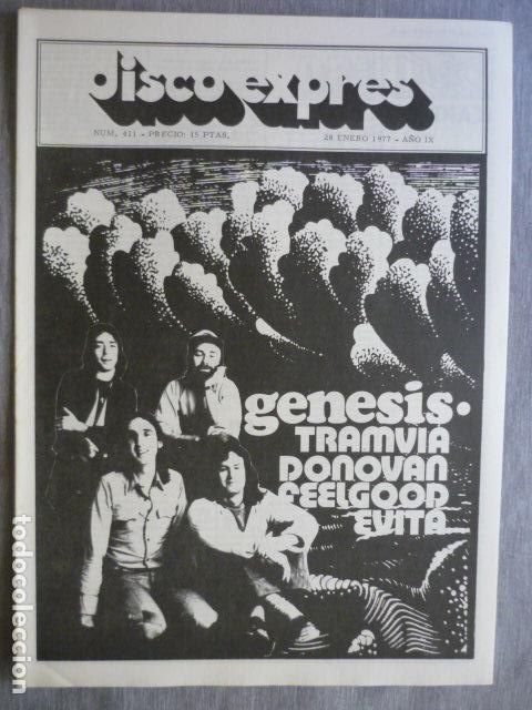 Music magazines: DISCO EXPRES N&ordm; 411 GENESIS ORIOL TRAMVIA DONOVAN DR. FEELGOOD EVITA