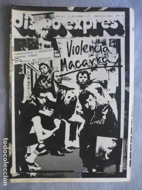 Magazines de musique: DISCO EXPRES N&ordm; 451 COMUNISTAS Y ANARCOS CONTRA PUNKS JORDI SABATES - SMASH - IMAN
