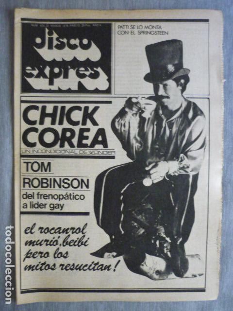 Riviste di musica: DISCO EXPRES N&ordm; 470 CHICK COREA TOM ROBINSON PATTI SMITH POSTER JIM CAPALDI