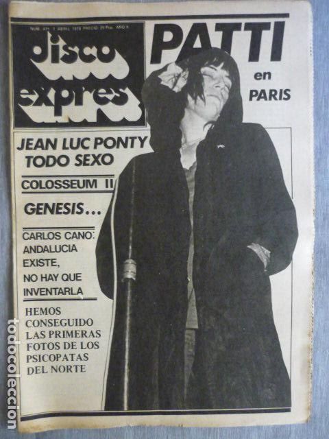 Revistas de m&uacute;sica: DISCO EXPRES N&ordm; 471 PATTI SMITH COLOSSEUM II JOE TEX JEAN LUC PONTY SUCK ELECTRONIC