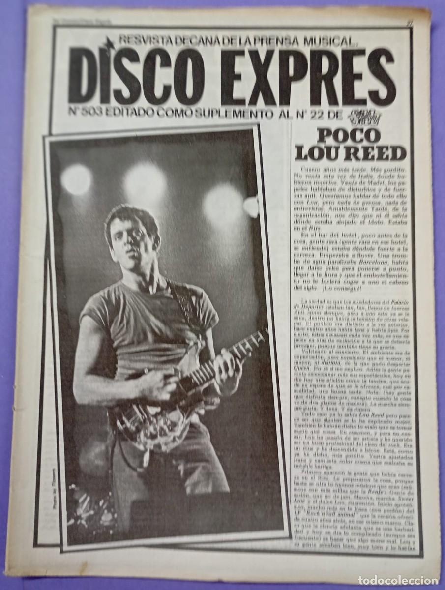 Revistas de m&uacute;sica: DISCO EXPRES - N&ordm;503 SUPLEMENTO AL N&ordm; 22- LOU REED