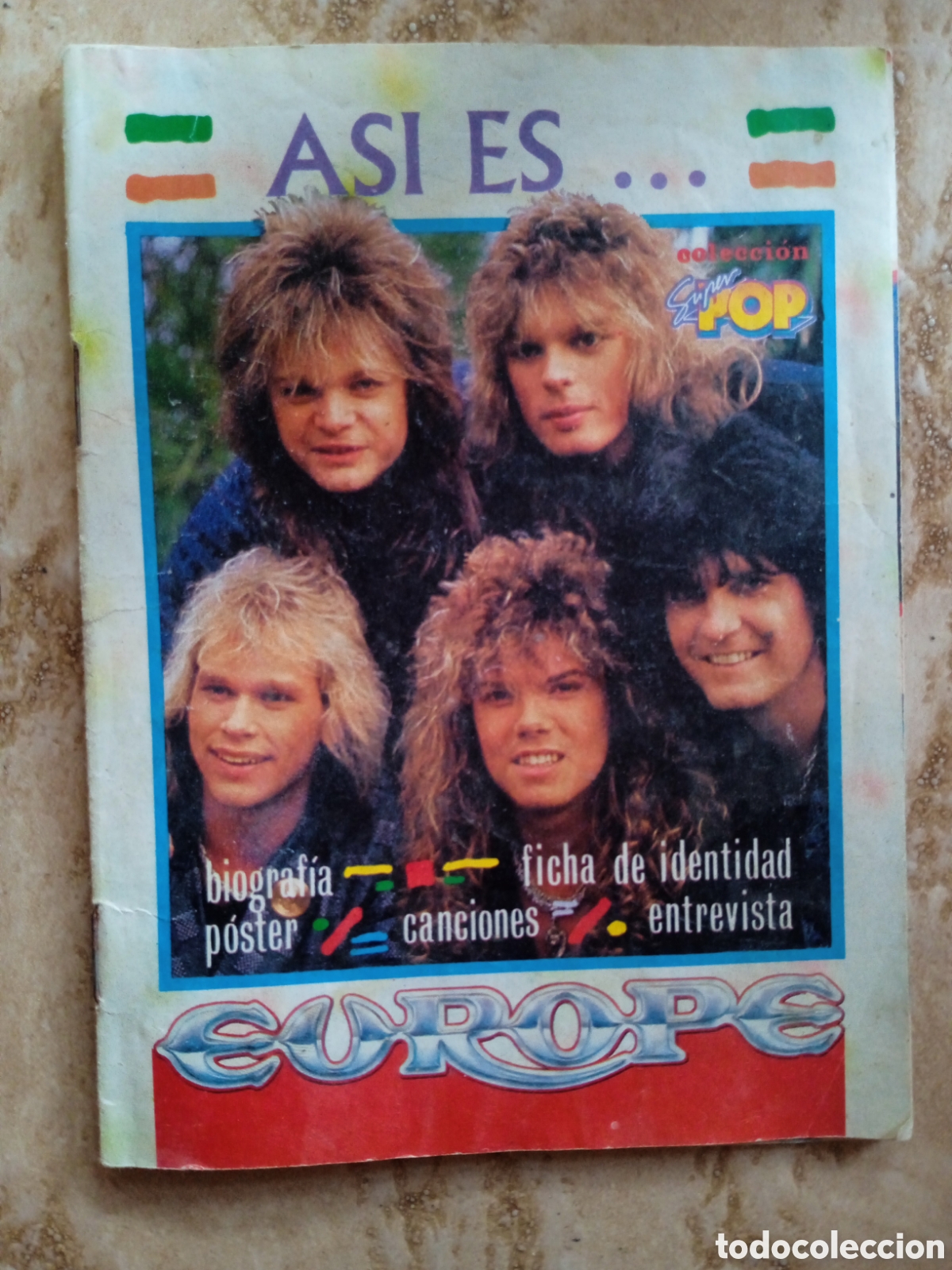 Revistas de m&uacute;sica: COLECCI&Oacute;N SUPER POP - AS&Iacute; ES...EUROPE - BIOGRAF&Iacute;A, FICHA DE IDENTIDAD, P&Oacute;STER, CANCIONES, ENTREVISTA