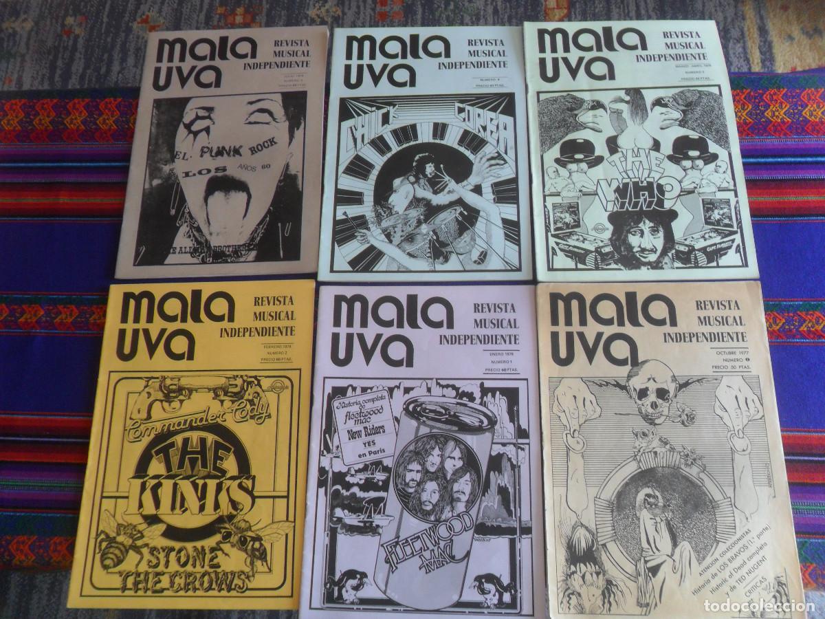 Revistas de m&uacute;sica: MALA UVA REVISTA MUSICAL INDEPENDIENTE N&ordm;S 0 1 2 3 4 5 COMPLETA. 50 PTS. 1977. MUY RARAS.