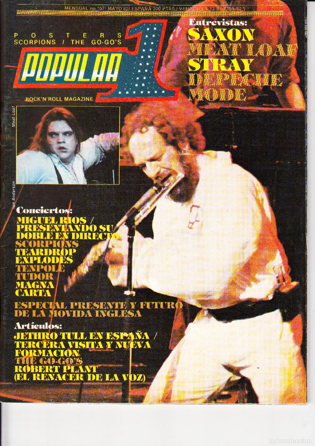 Revistas de m&uacute;sica: POPULAR 1. N&ordm; 107. JETHRO TULL, MEAT LOAF, SCORPIONS, MIGUEL RIOS, SAXON, ROBERT PLANT