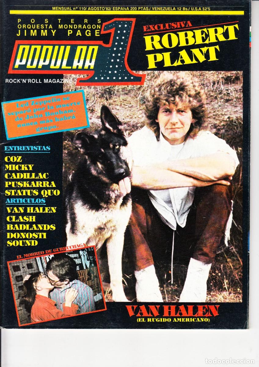 Revistas de m&uacute;sica: POPULAR 1. N&ordm; 110. ROBERT PLANT, COZ, MICKY, CADILLAC, PUSKARRA, STATUS QUO, VAN HALEN