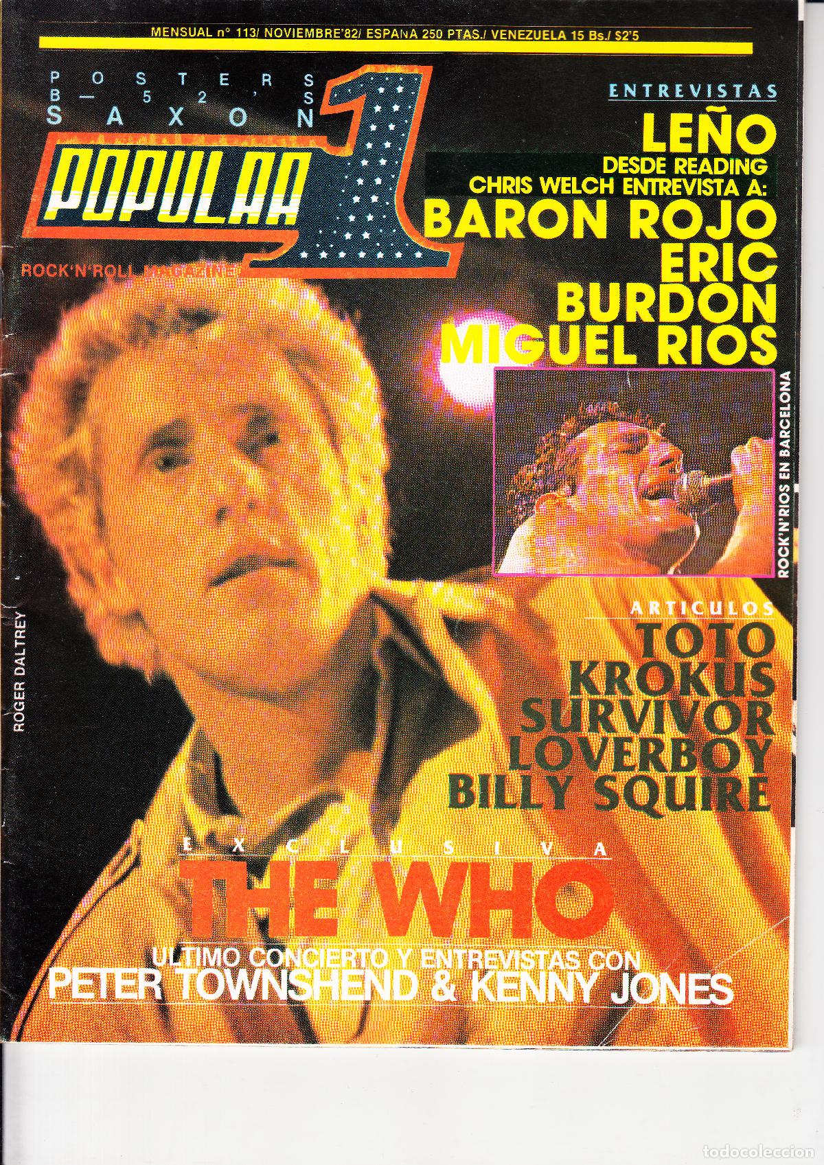 Revistas de m&uacute;sica: POPULAR 1. N&ordm; 113. ESPECIAL THE WHO, LE&Ntilde;O, BARON ROJO, MIGUEL RIOS, TOTO, KROKUS