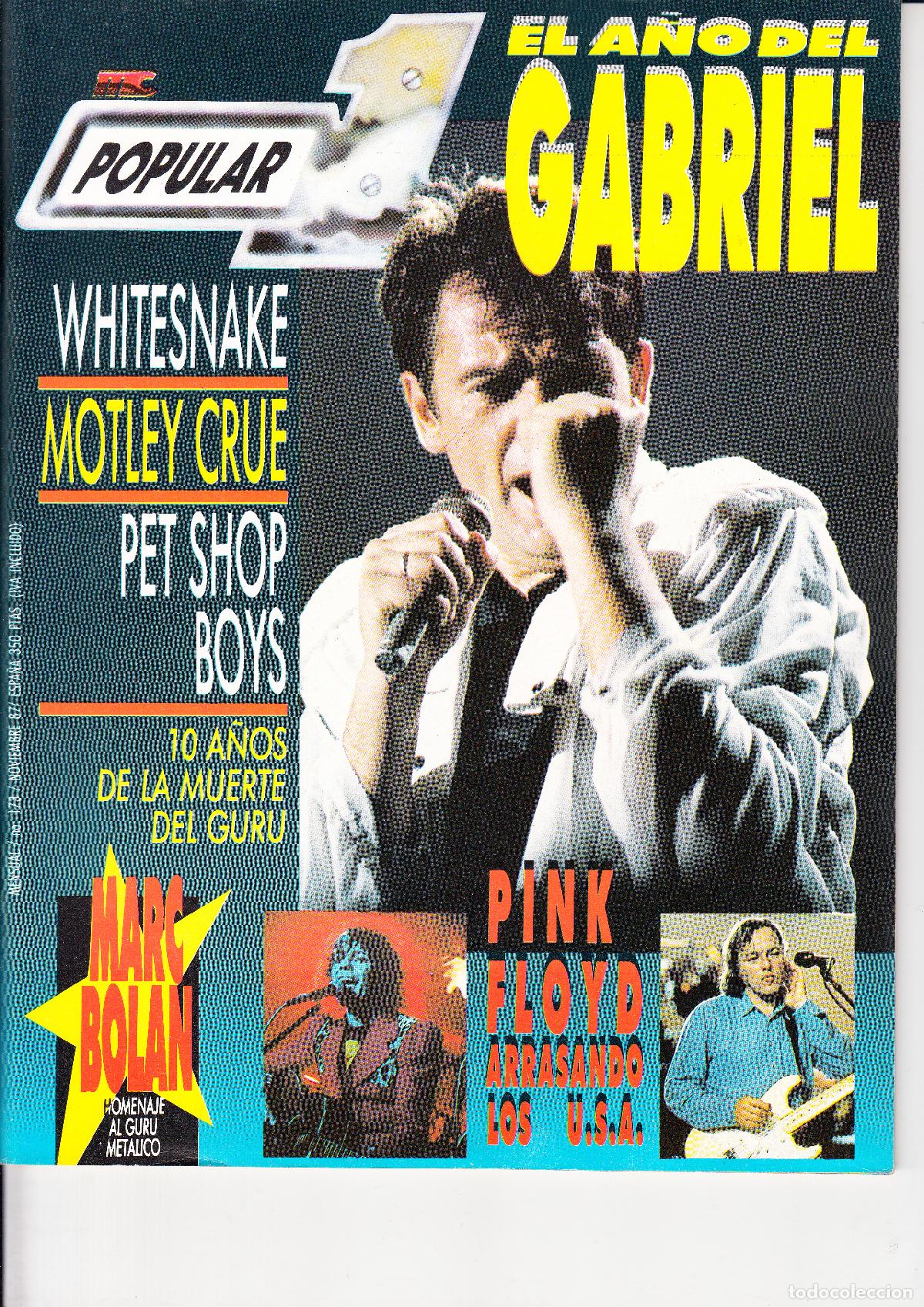 Revistas de m&uacute;sica: POPULAR 1. N&ordm; 173. PETER GABRIEL, WHITESNAKE, MOTLEY CRUE, PET SHOP BOYS, PINK FLOYD