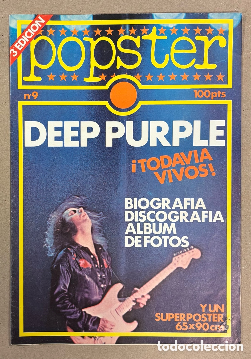 Revistas de m&uacute;sica: POPSTER N&deg; 9. DEEP PURPLE. SUPERPOSTER 65 x 90 Cms.
