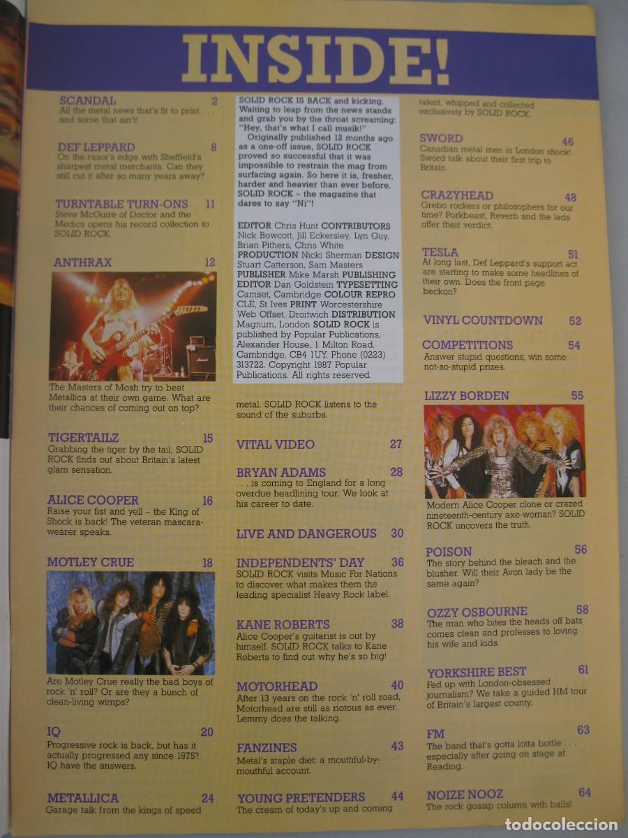 Revistas de m&uacute;sica: SOLID ROCK - EN INGL&Eacute;S - A&Ntilde;O 1987. - Foto 2
