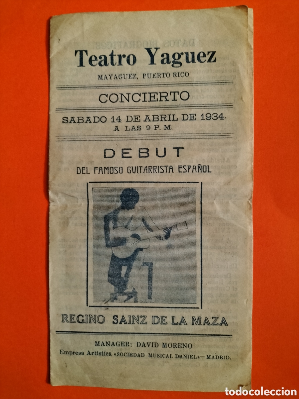 Revistas de m&uacute;sica: Regino Sainz de la Maza. Teatro Yaguez. 1934.