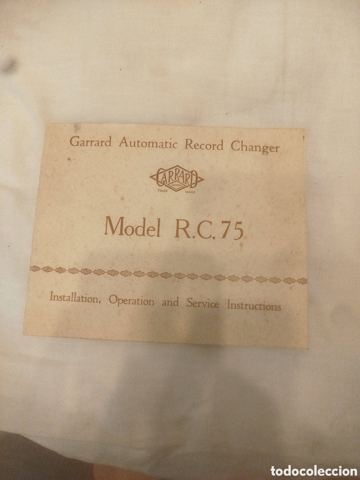 Revistas de m&uacute;sica: El manual original de instrucciones del tocadiscos vintage Garrard Model R.C. 75