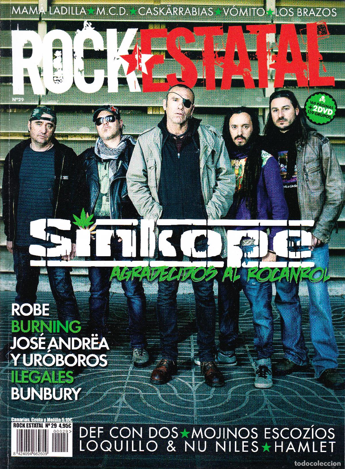 Revistas de m&uacute;sica: ROCK ESTATAL. N&ordm; 29. SINKOPE, ROBE, BURNING, JOSE ANDREA, ILEGALES, BUNBURY, M.C.D.
