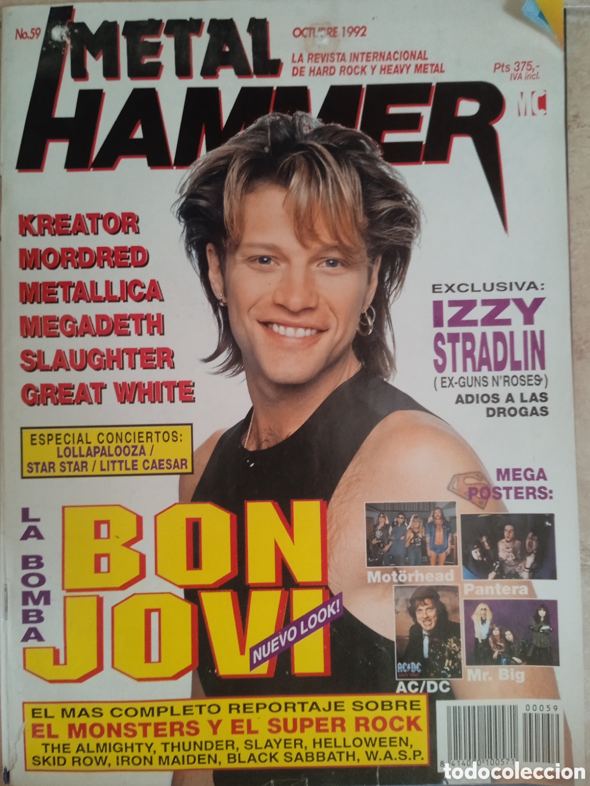 Revistas de m&uacute;sica: Revista Metal Hammer n&deg;59 Bon Jovi Kreator Izzy Stradlin