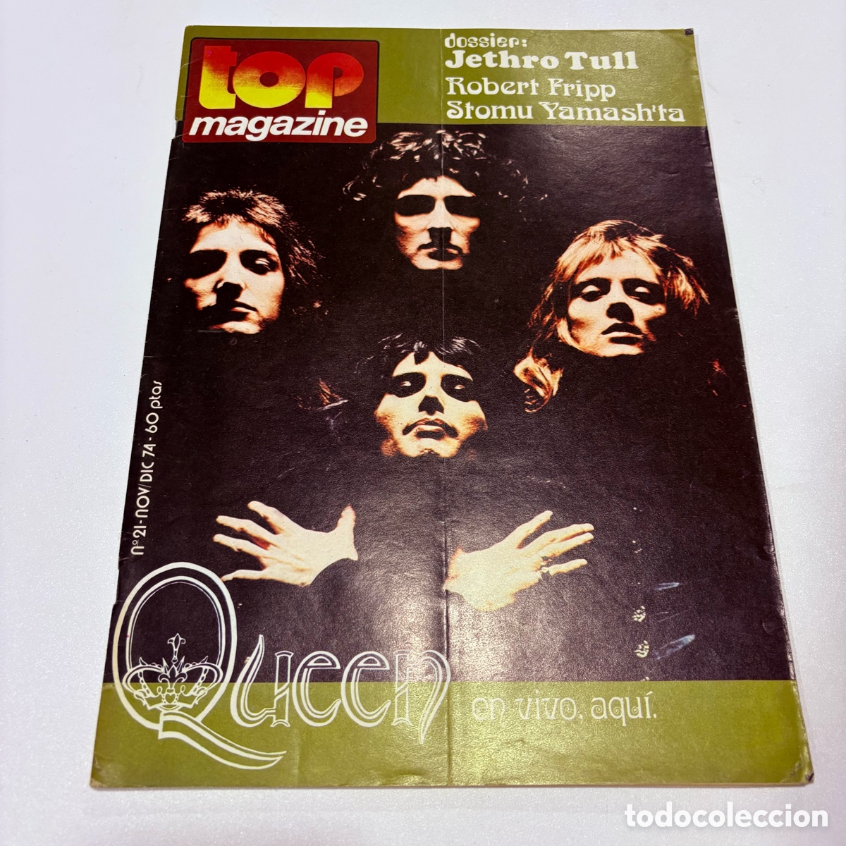 Revistas de m&uacute;sica: revista top magazine n&ordm; 21 noviembre/diciembre 1974 poster jan anderson - queen jethro tull