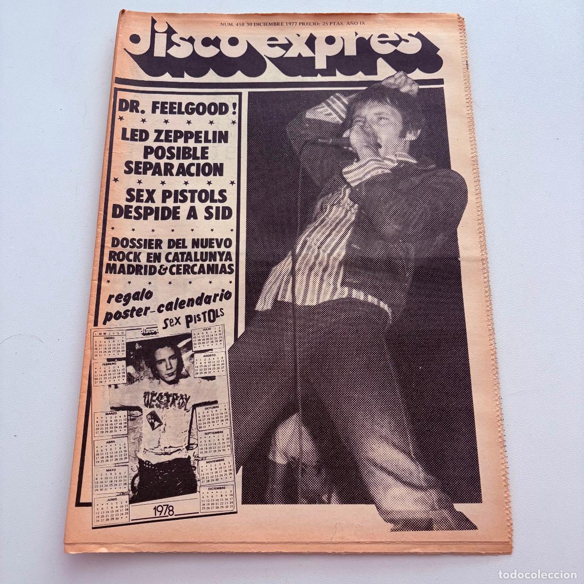 Revistas de m&uacute;sica: REVISTA PERIODICO DISCO EXPRES N&ordm; 458 INCLUYE POSTER SEX PISTOLS ! LED ZEPPELIN