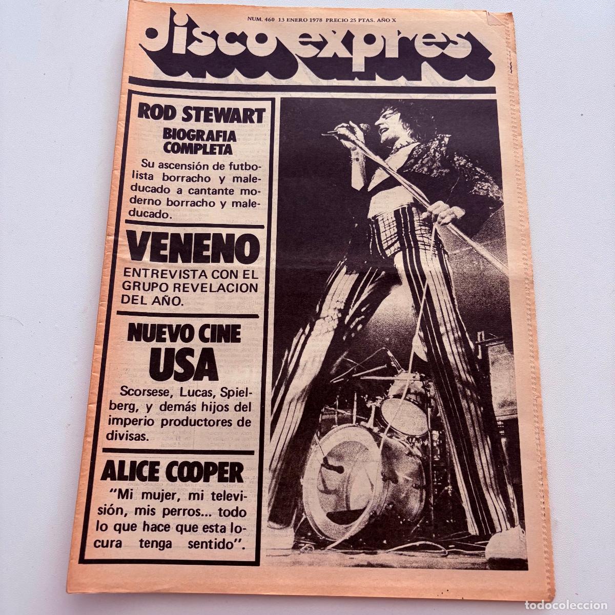 Revistas de m&uacute;sica: REVISTA PERIODICO DISCO EXPRES N&ordm; 460 VENENO ALICE COOPER ROD STEWART