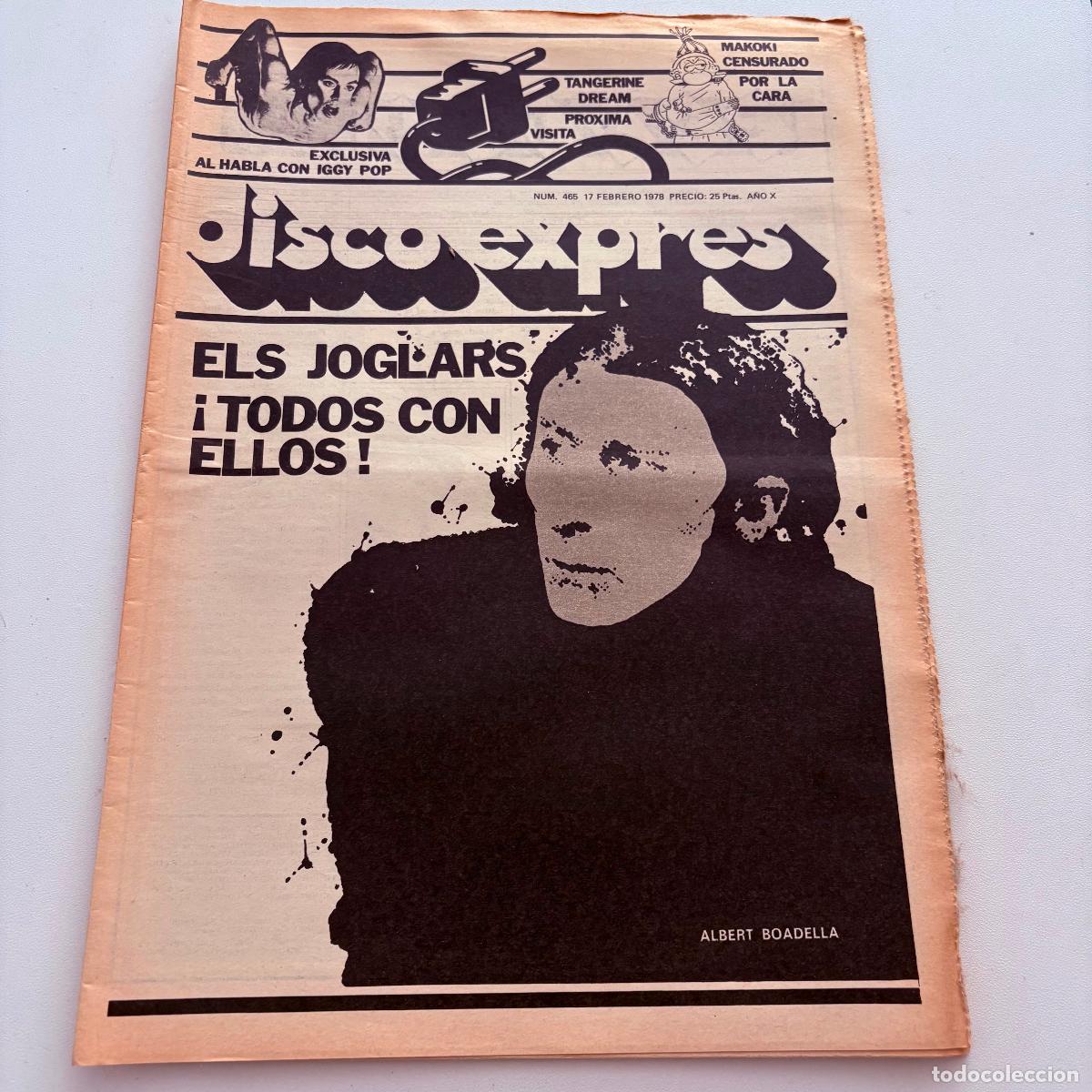 Revistas de m&uacute;sica: REVISTA PERIODICO DISCO EXPRES N&ordm; 465 IGGY POP TANGERINE DREAM ELS JOGLARS
