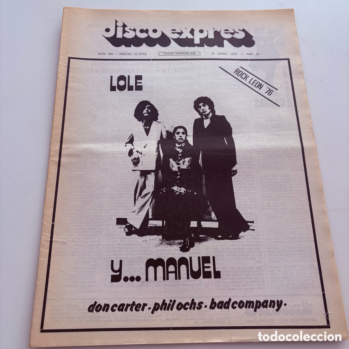 Revistas de m&uacute;sica: REVISTA PERIODICO DISCO EXPRES N&ordm; 380 LOLE Y MANUEL