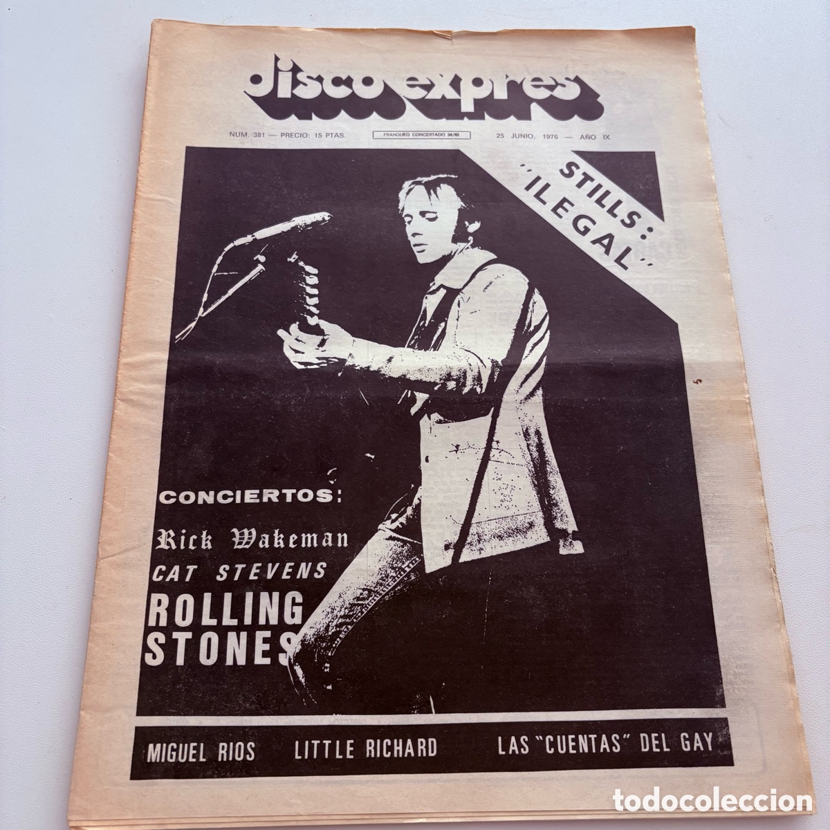 Revistas de m&uacute;sica: REVISTA PERIODICO DISCO EXPRES N&ordm; 381 ROLLING STONES MIGUEL RIOS RICK WAKEMAN