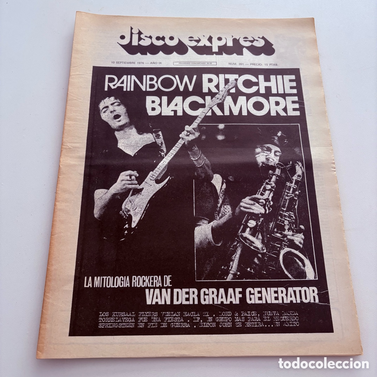 Revistas de m&uacute;sica: REVISTA PERIODICO DISCO EXPRES N&ordm; 391 RAINBOW VAN DER GRAAF GENERATOR