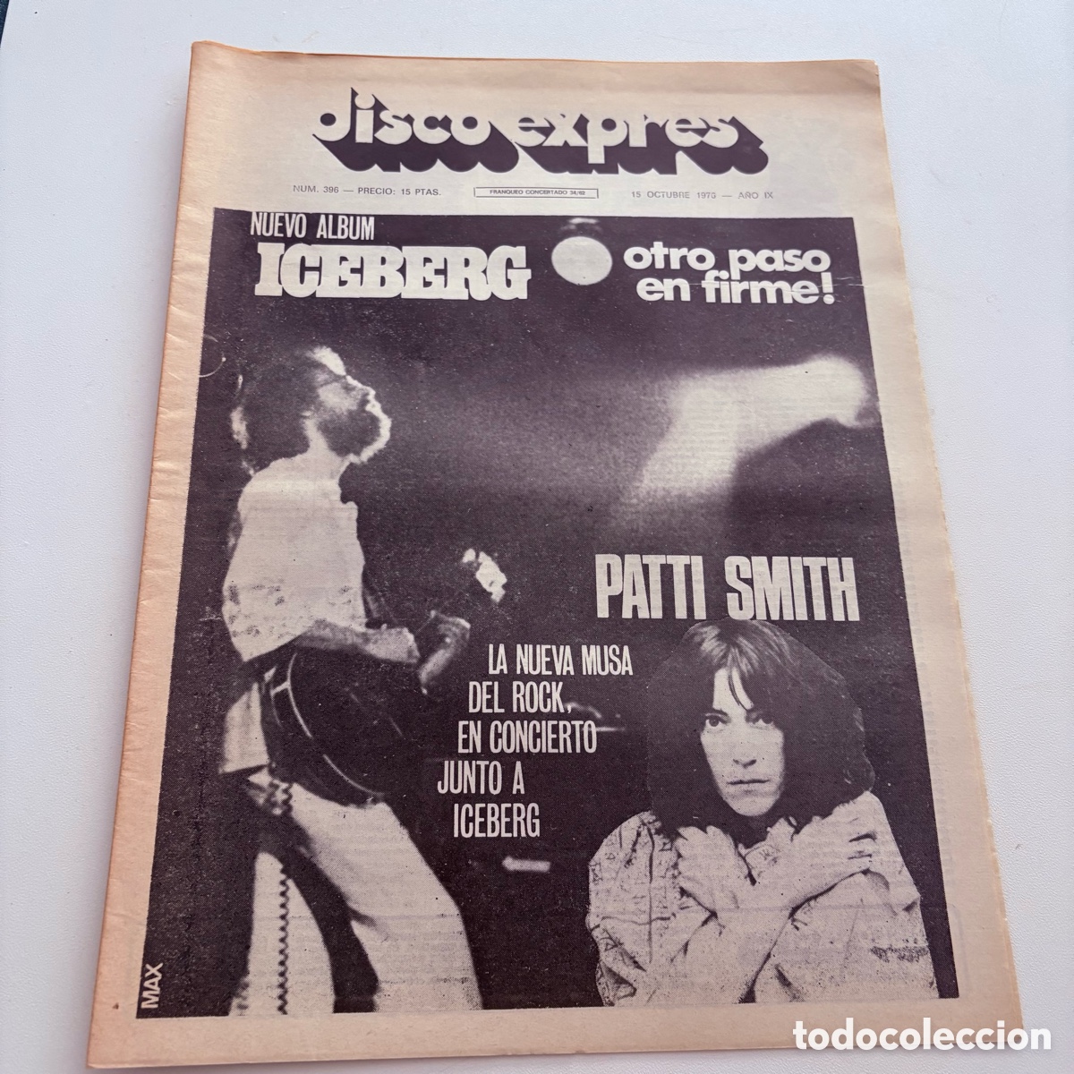 Revistas de m&uacute;sica: REVISTA PERIODICO DISCO EXPRES N&ordm; 396 ICEBERG PATTI SMITH