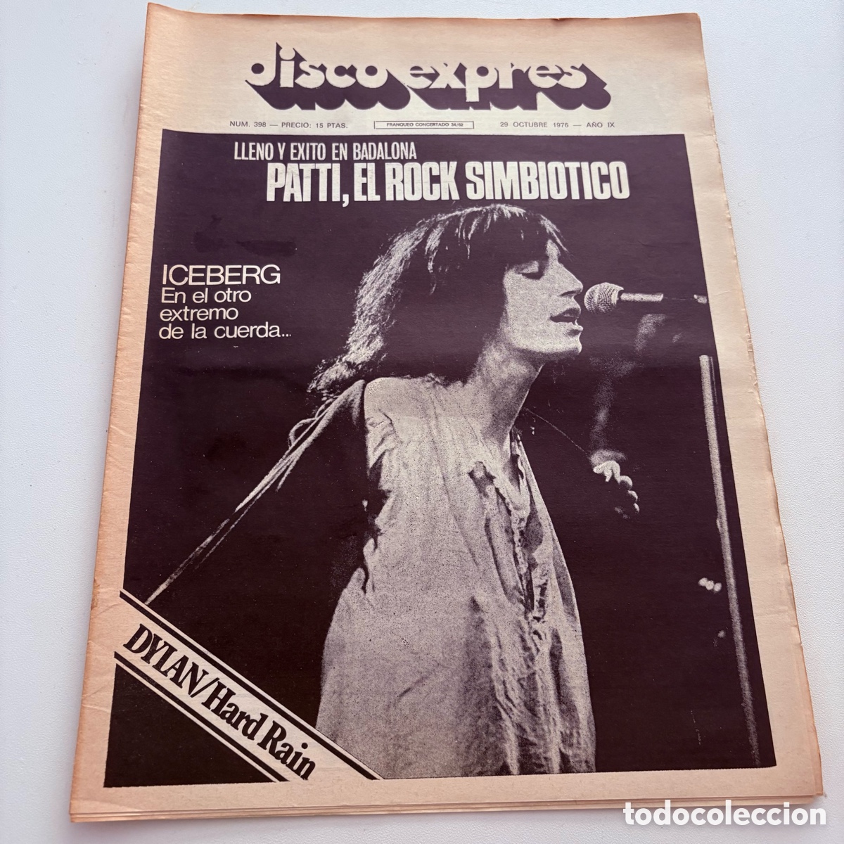 Revistas de m&uacute;sica: REVISTA PERIODICO DISCO EXPRES N&ordm; 398 ICEBERG PATTI SMITH