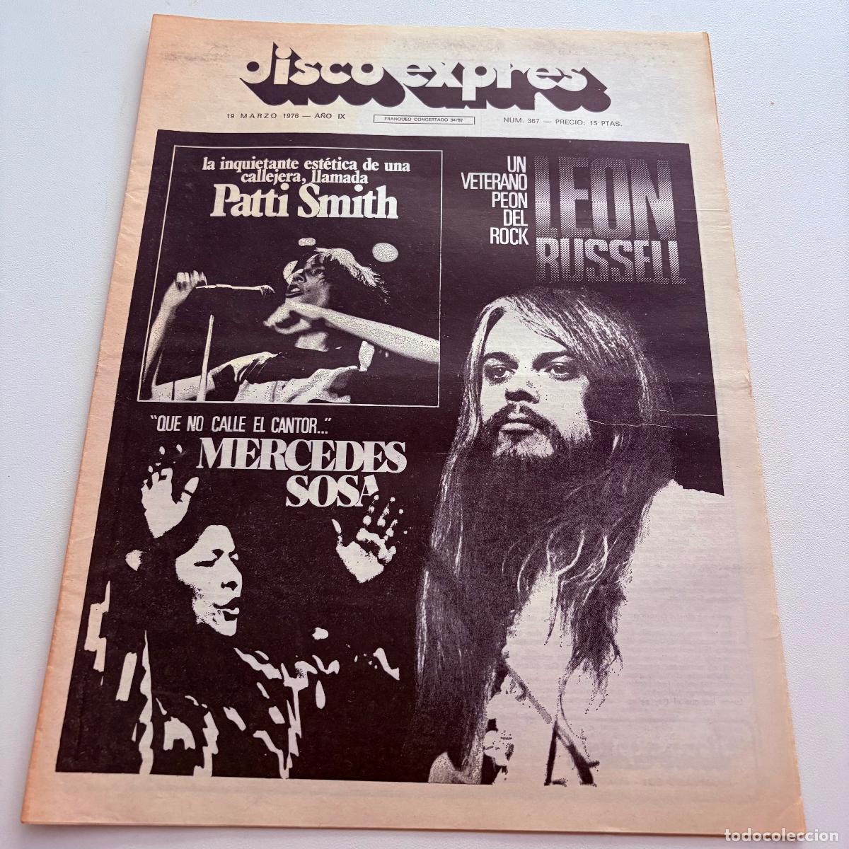 Musikzeitschriften: REVISTA PERIODICO DISCO EXPRES N&ordm; 367 LEON RUSSELL PATTI SMITH