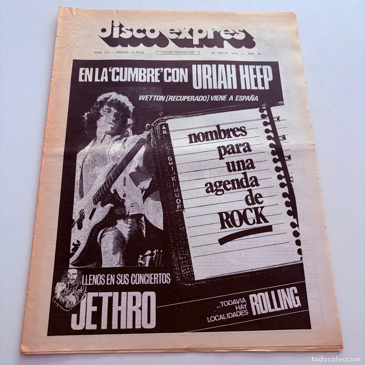 Musikzeitschriften: REVISTA PERIODICO DISCO EXPRES N&ordm; 377 URIAH HEEP