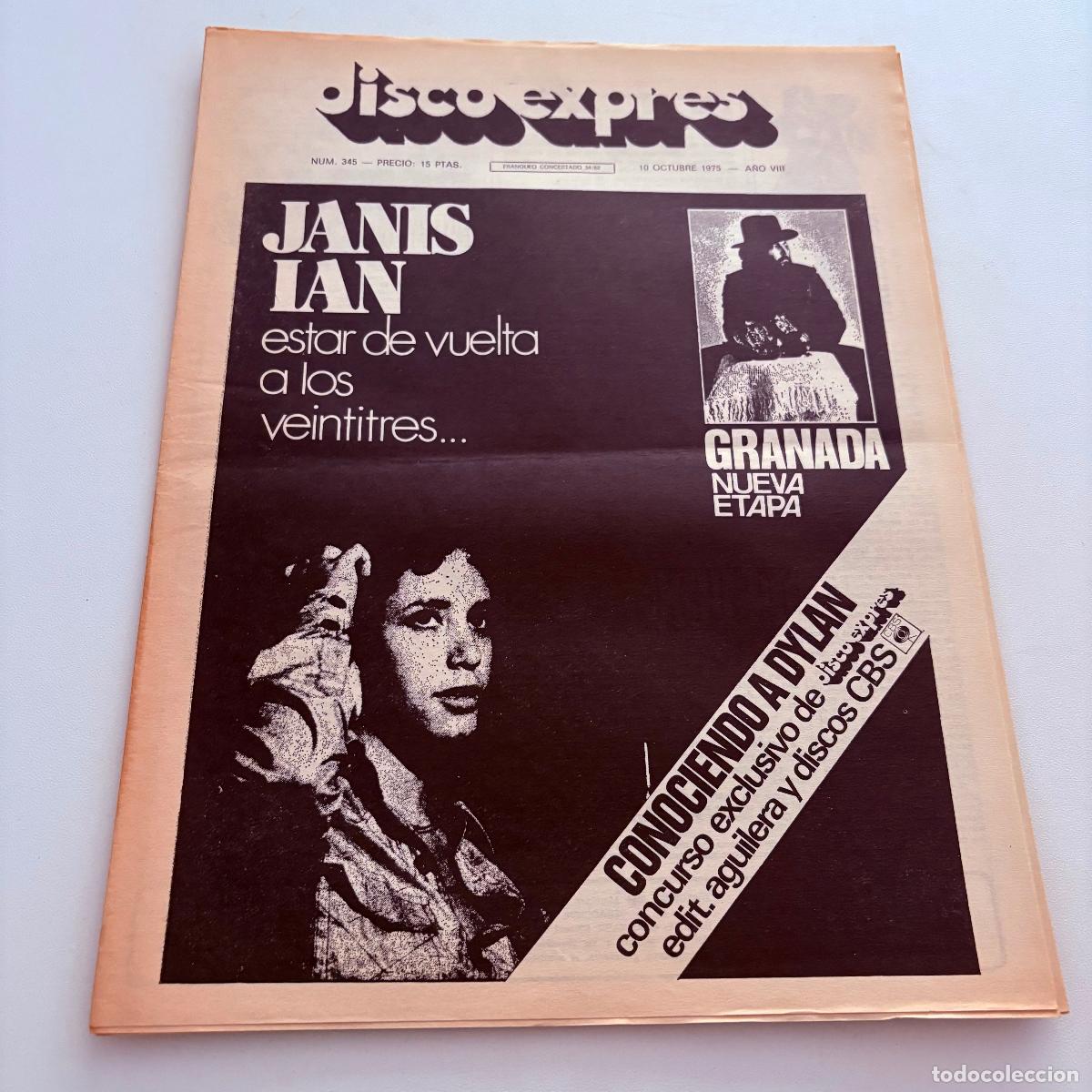 Revistas de m&uacute;sica: REVISTA PERIODICO DISCO EXPRES N&ordm; 345 GRANADA BOB DYLAN
