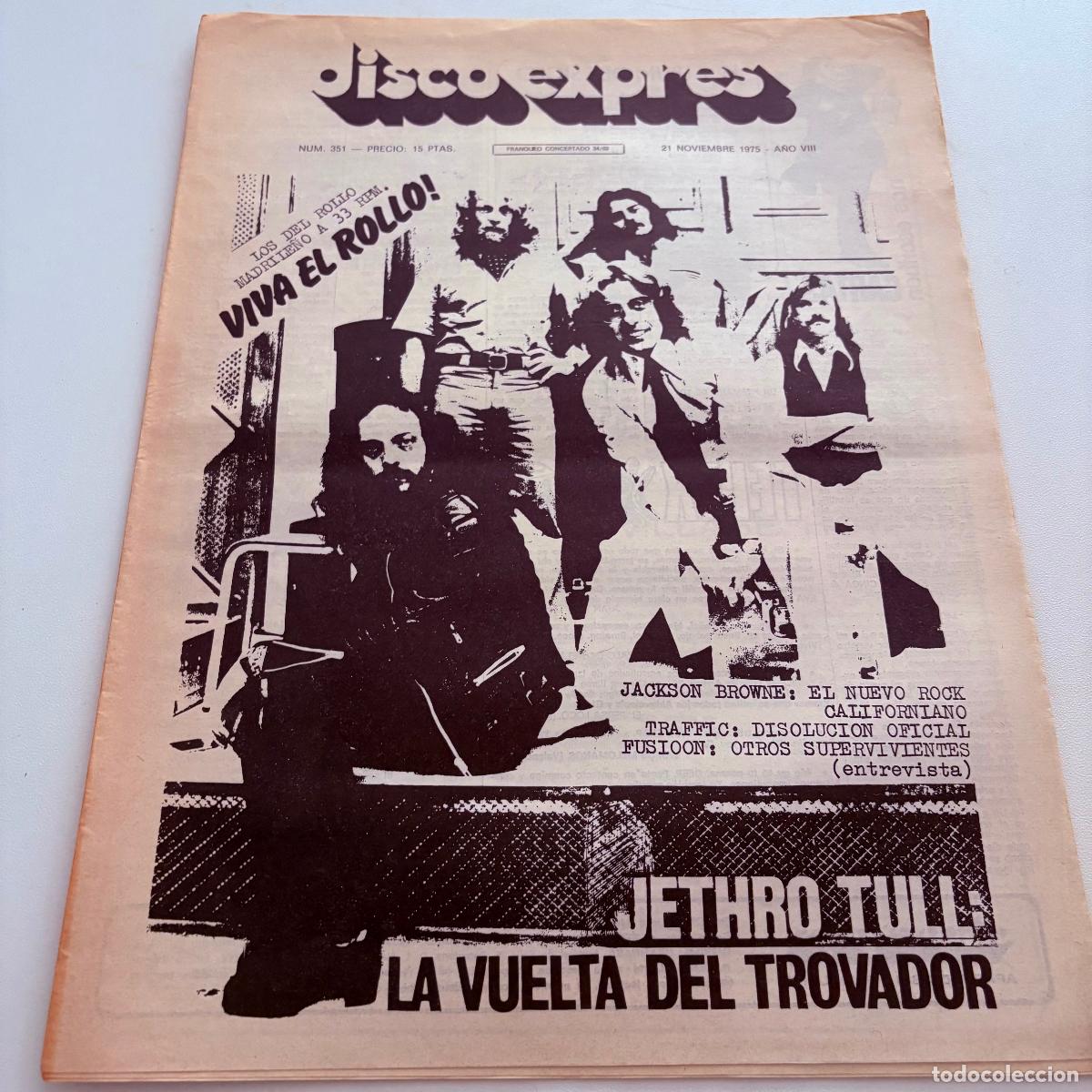 Revistas de m&uacute;sica: REVISTA PERIODICO DISCO EXPRES N&ordm; 351 JETHRO TULL