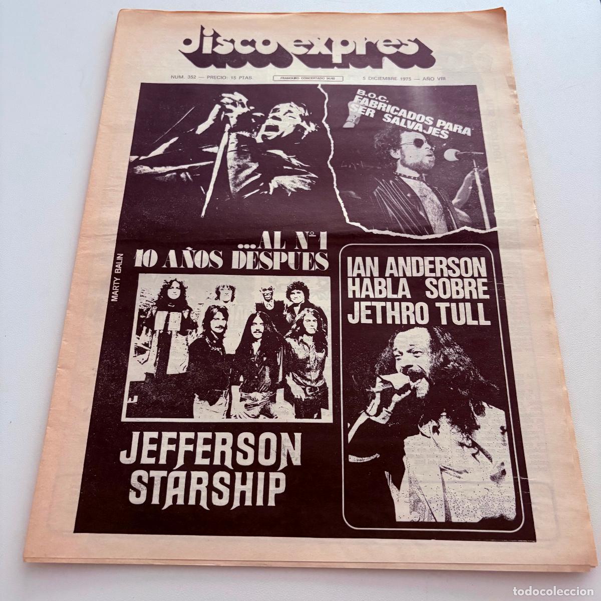 Revistas de m&uacute;sica: REVISTA PERIODICO DISCO EXPRES N&ordm; 352 JEFFERSON STARSHIP IAN ANDERSON
