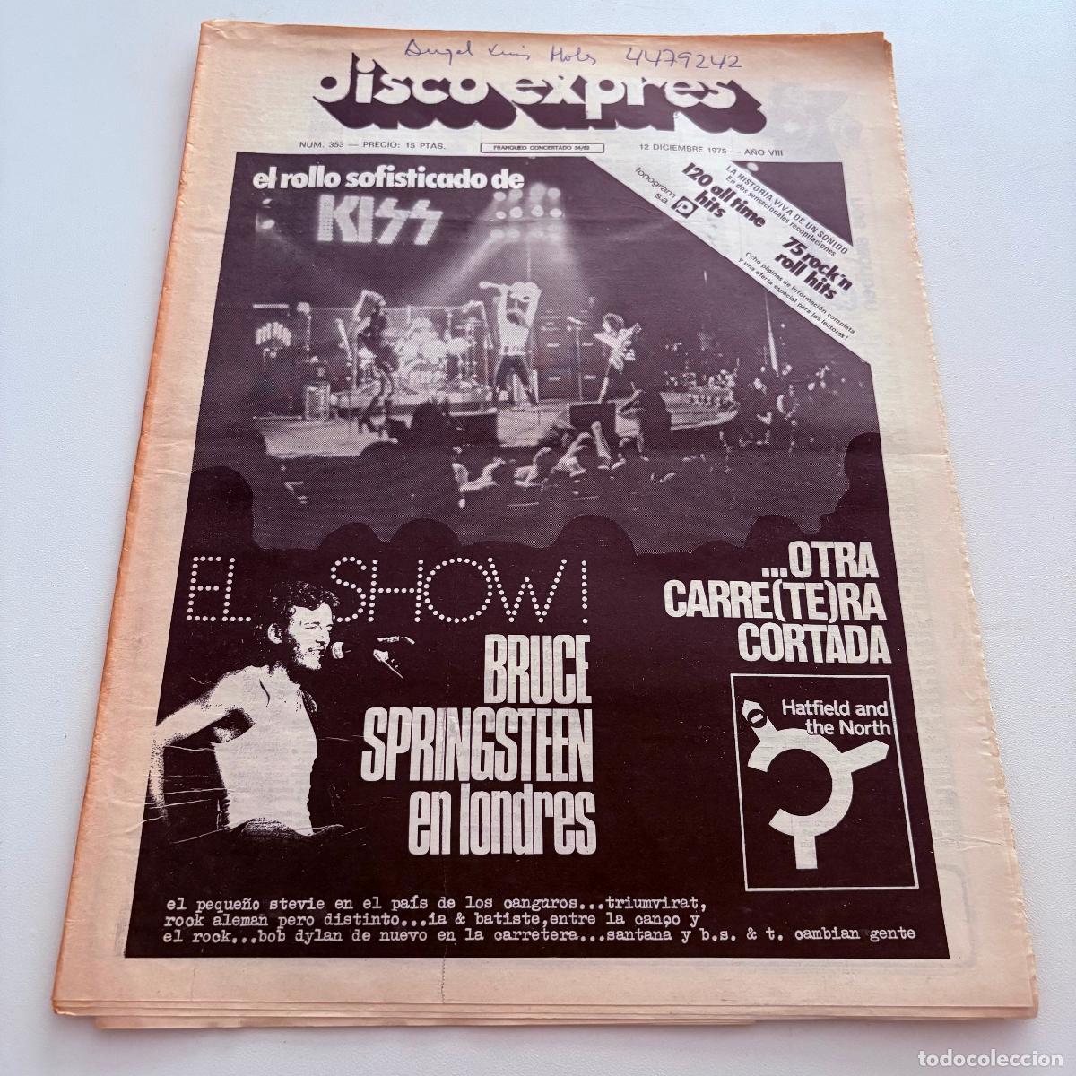 Revistas de m&uacute;sica: REVISTA PERIODICO DISCO EXPRES N&ordm; 353 KISS BRUCE SPRINGSTEEN