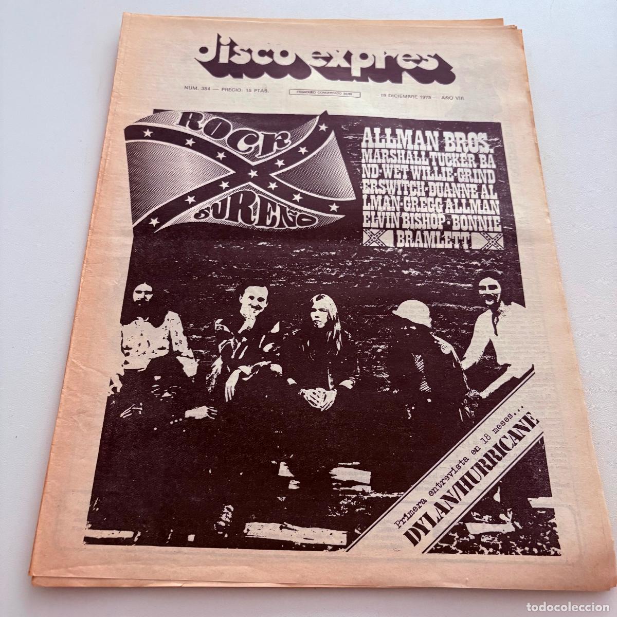 Revistas de m&uacute;sica: REVISTA PERIODICO DISCO EXPRES N&ordm; 354 ALLMAN BROS BOB DYLAN