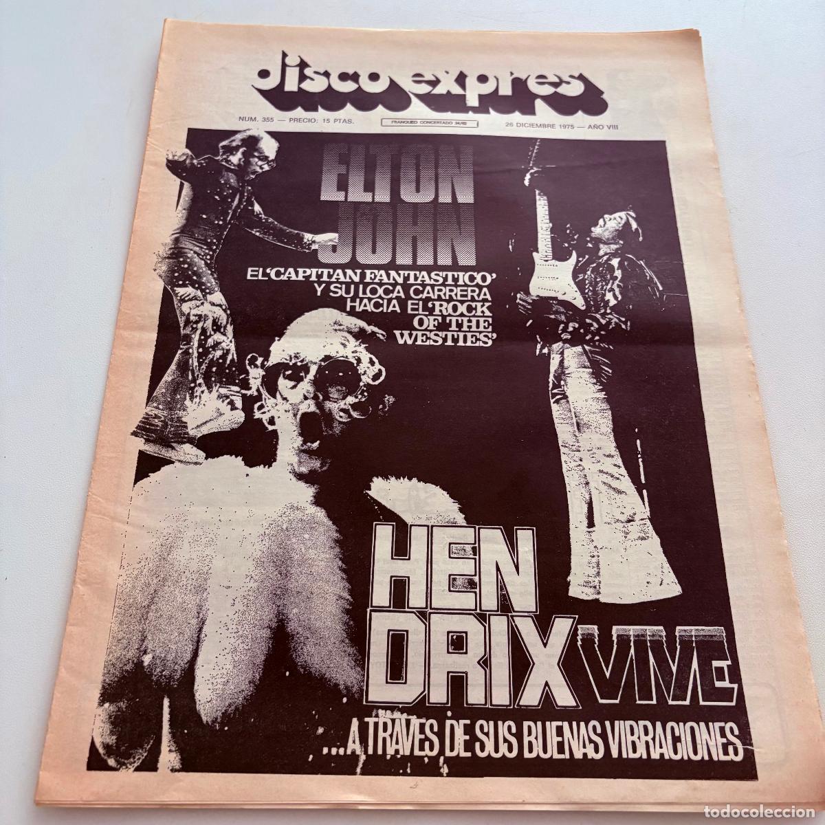 Revistas de m&uacute;sica: REVISTA PERIODICO DISCO EXPRES N&ordm; 355 JIMI HENDRIX ELTON JHON