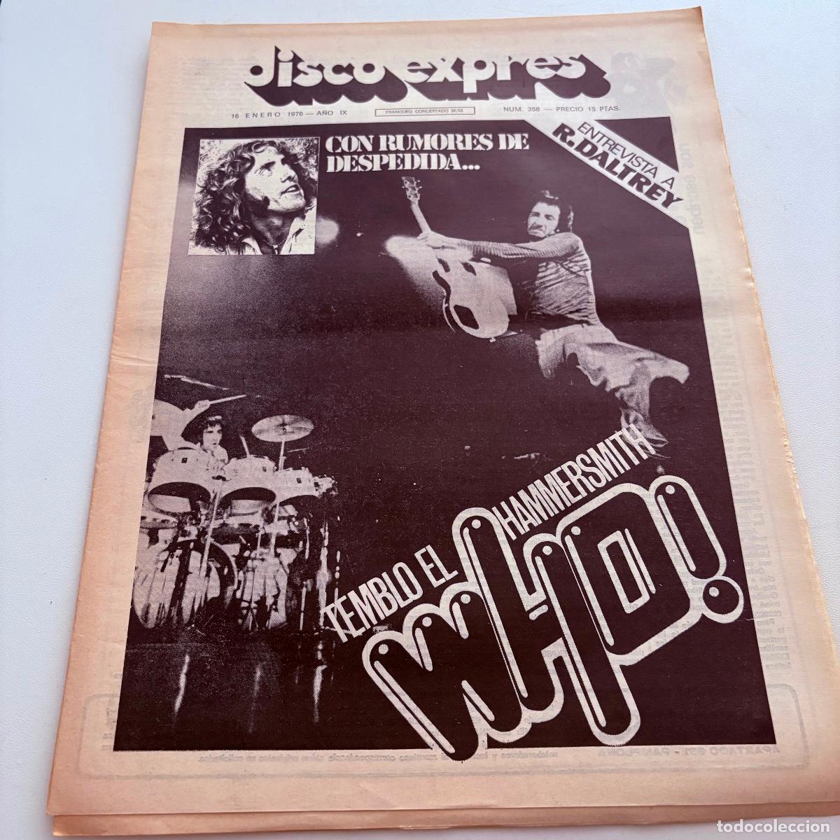 Revistas de m&uacute;sica: REVISTA PERIODICO DISCO EXPRES N&ordm; 358 THE WHO