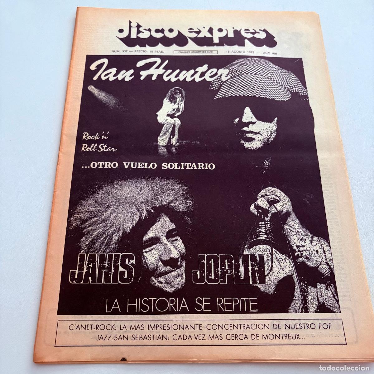 Revistas de m&uacute;sica: REVISTA PERIODICO DISCO EXPRES N&ordm; 337 IAN HUNTER JANIS JOPLIN