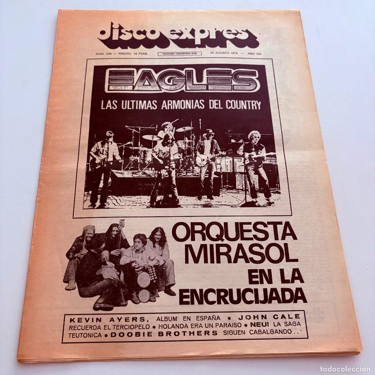 Revistas de m&uacute;sica: REVISTA PERIODICO DISCO EXPRES N&ordm; 339 EAGLES KEVIN AYERS JOHN CALE