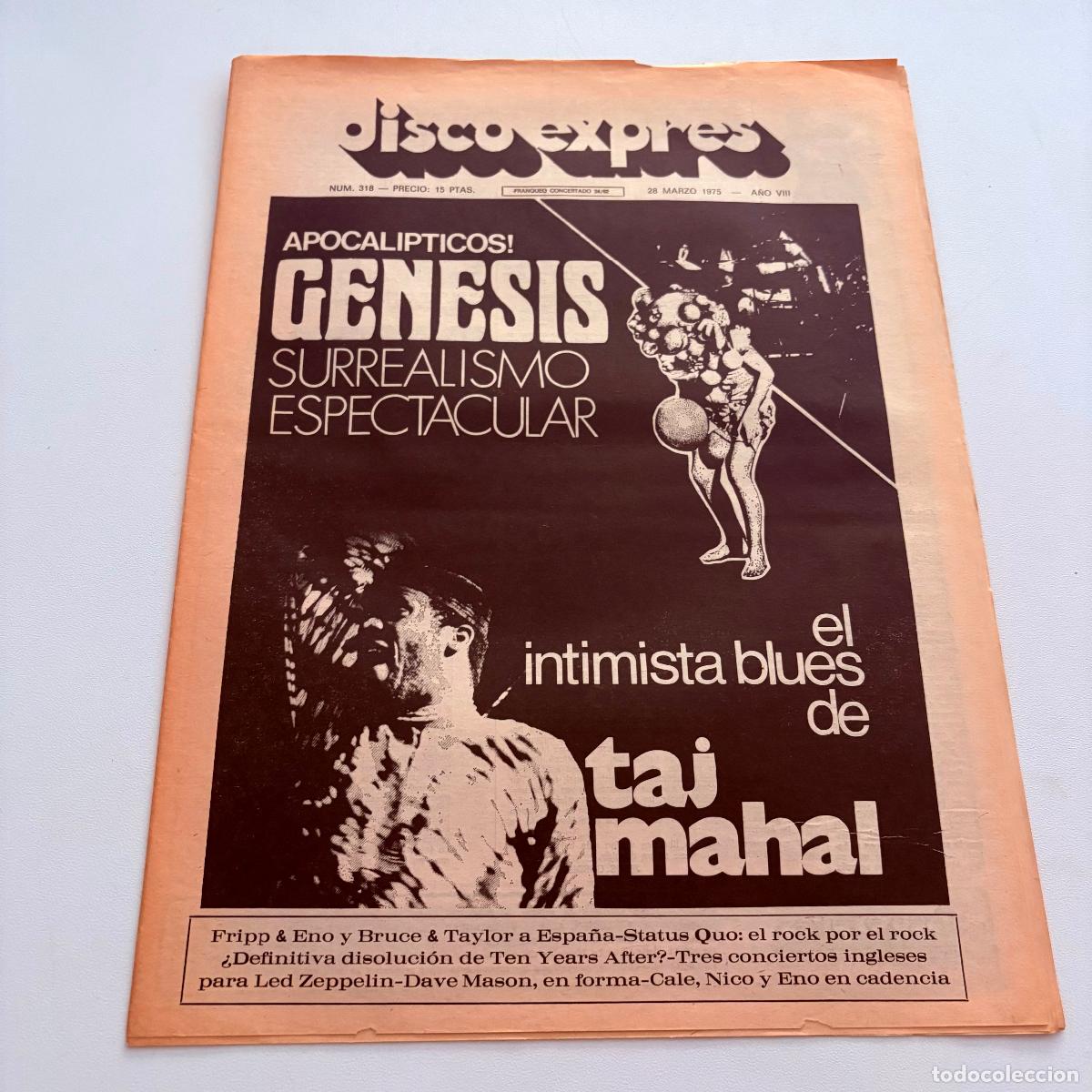 Revistas de m&uacute;sica: REVISTA PERIODICO DISCO EXPRES N&ordm; 318 GENESIS STATUS QUO