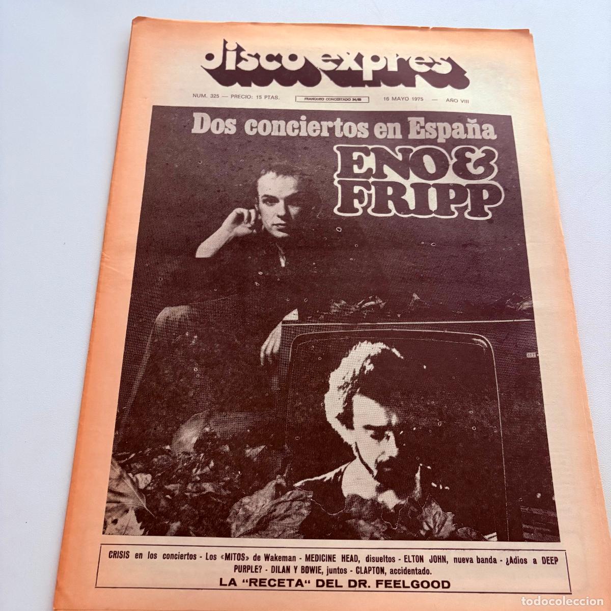 Revistas de m&uacute;sica: REVISTA PERIODICO DISCO EXPRES N&ordm; 325 ENNO FRIPP