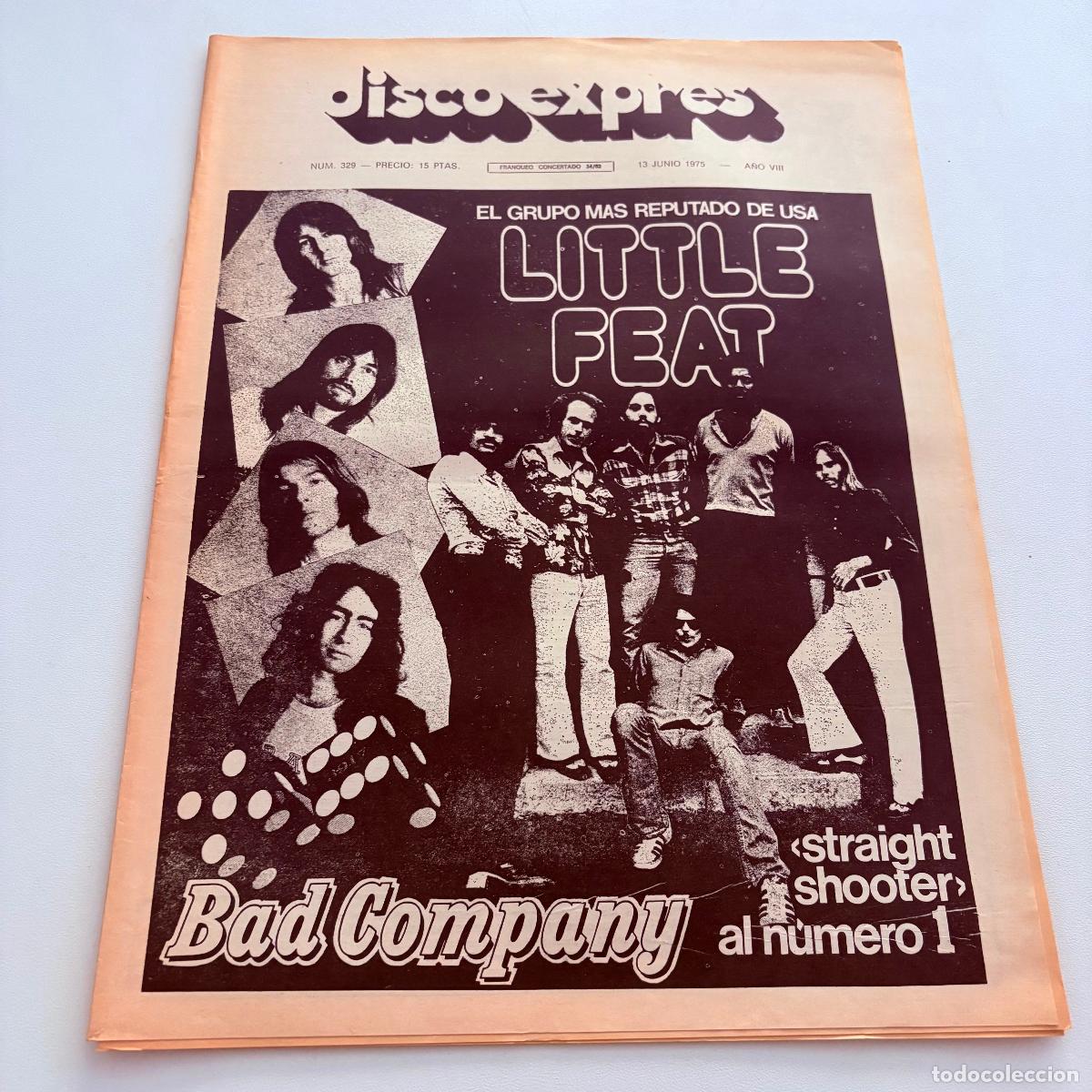 Revistas de m&uacute;sica: REVISTA PERIODICO DISCO EXPRES N&ordm; 329 LITTLE FEAT BAD COMPANY