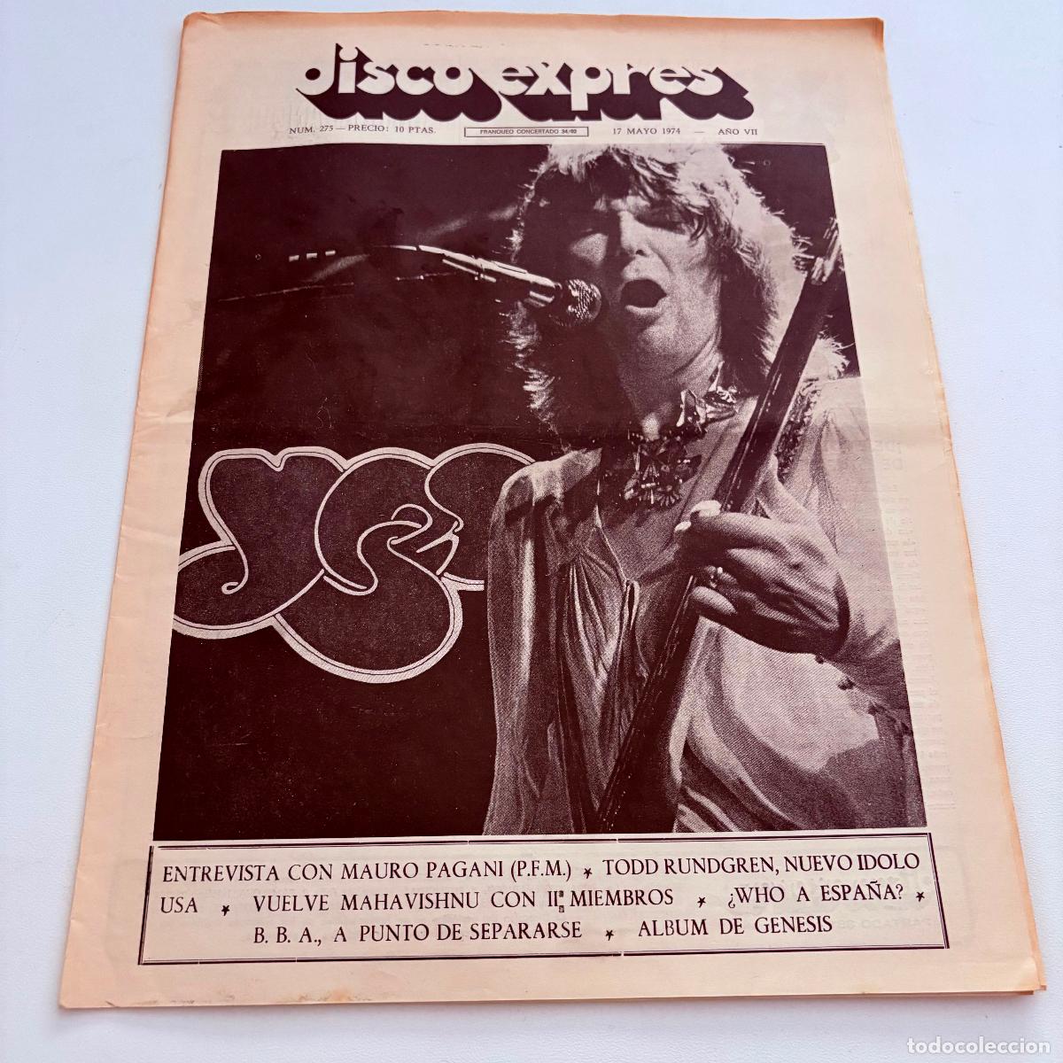 Revistas de m&uacute;sica: REVISTA PERIODICO DISCO EXPRES N&ordm; 275 YES
