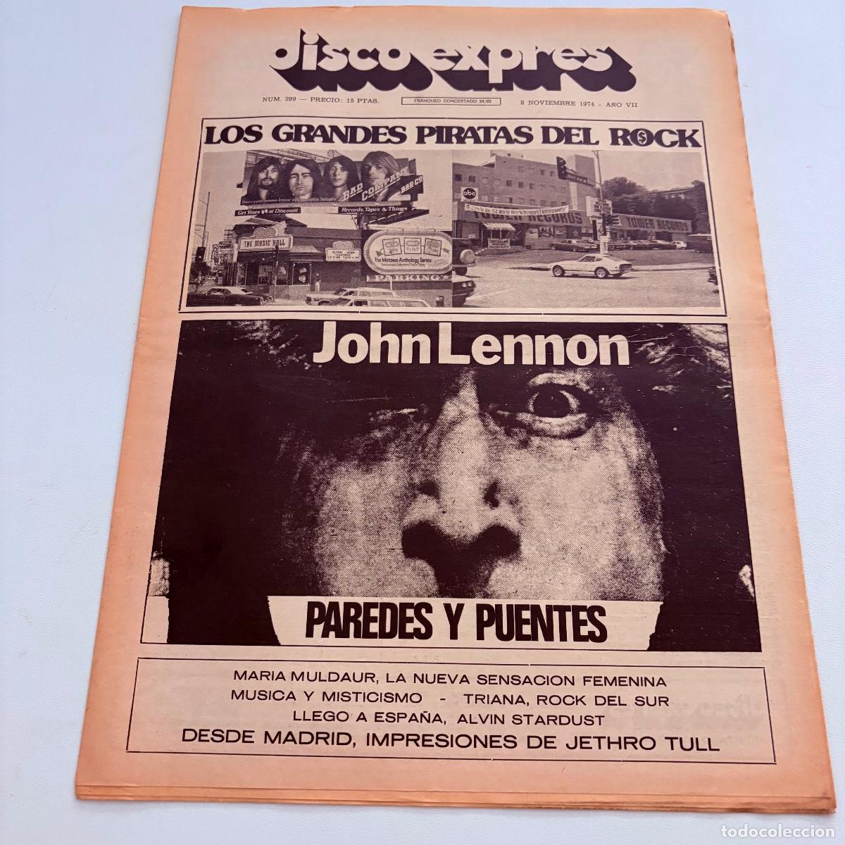 Revistas de m&uacute;sica: REVISTA PERIODICO DISCO EXPRES N&ordm; 299 JOHN LENNON