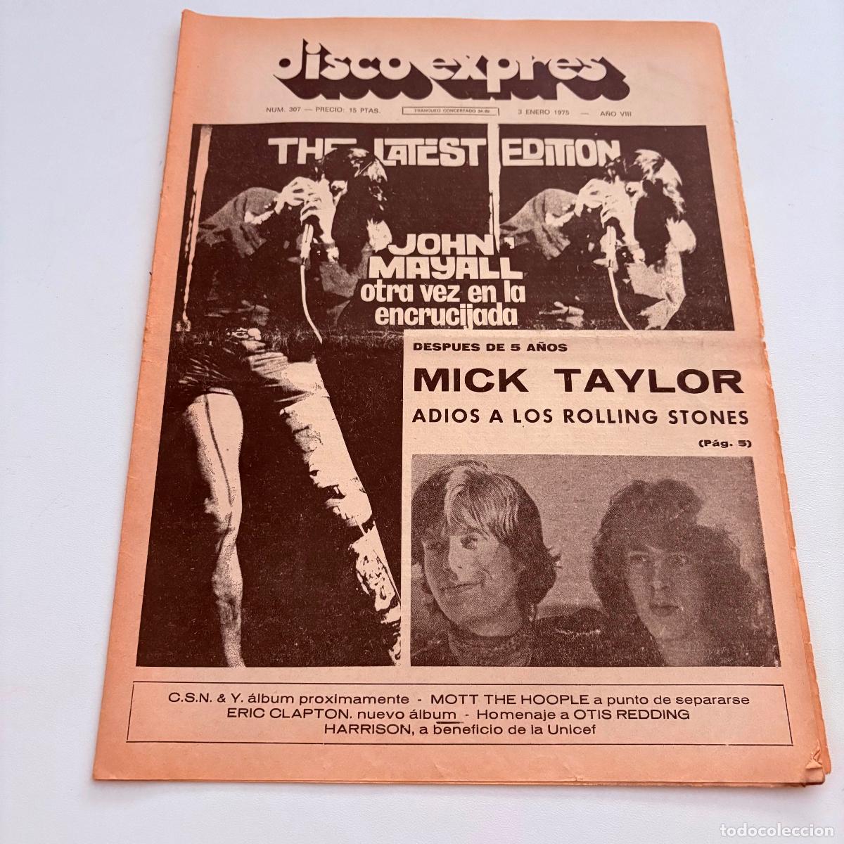 Revistas de m&uacute;sica: REVISTA PERIODICO DISCO EXPRES N&ordm; 307 JOHN MAYALL MICK TAYLOR