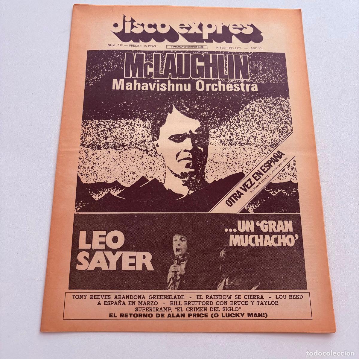 Revistas de m&uacute;sica: REVISTA PERIODICO DISCO EXPRES N&ordm; 312 MCLAUGHLIN MAHAVISHNU ORCHESTRA