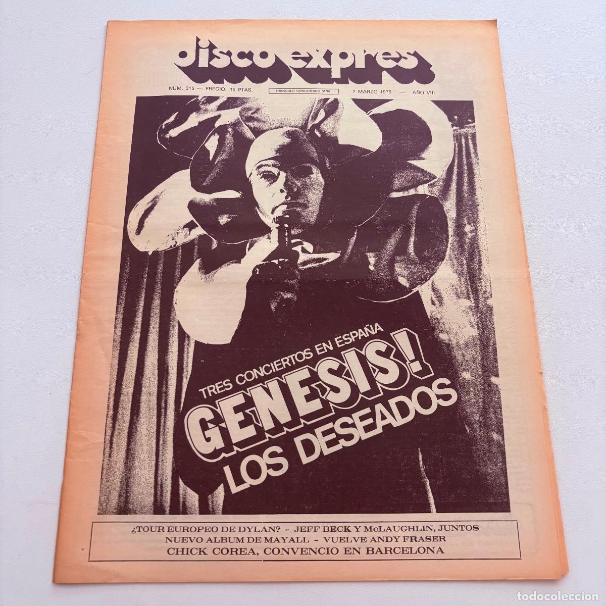 Revistas de m&uacute;sica: REVISTA PERIODICO DISCO EXPRES N&ordm; 315 GENESIS